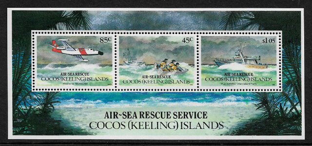 Cocos Is #285a MNH S/Sheet - Air-Sea Rescue Service