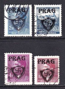 BOHEMIA & MORAVIA 4 DIFFERENT SUDETENLAND PRAG OVERPRINTS CDS F/VF TO VF SOUND