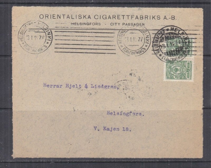 FINLAND, 1914 front, Cigarette Factory,  Russia 2k.(2). HELSINKI, local.