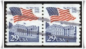 SC#2609 29¢ White House Coil Pair (1992) Used