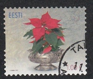 Estonia # 718, Christmas - Poinsettia, Used, 1/3 Cat.