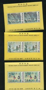 Korea 781a-786a Paintings By Shin Yun-bok Stamp Sheets MNH 1971