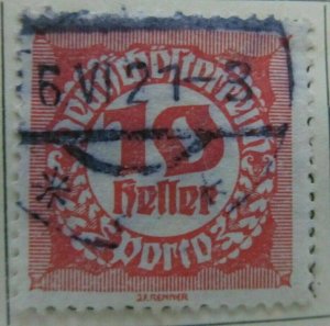German Austria Postage Due 1920-21 10h Fine Used A16P31F325-