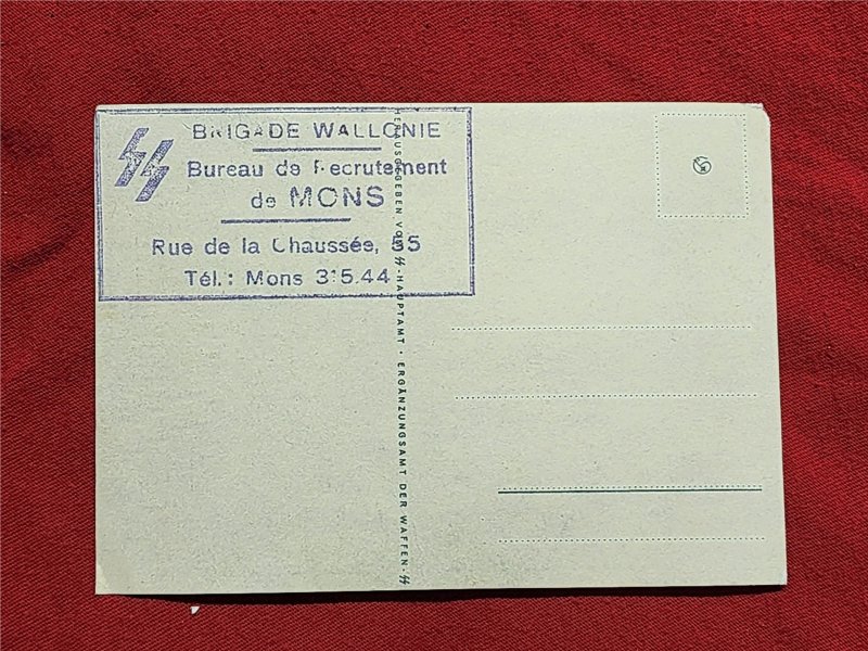 Nazi German Third Reich Postcard Wallonie SS Brigade WW2 WWII Germany