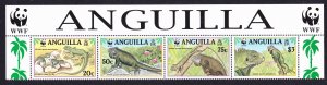 Anguilla WWF West Indian Iguana Strip of 4v WWF Logo 1997 MNH SC#968 a-d