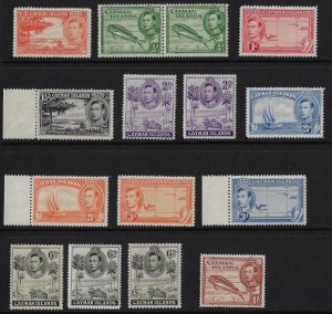 Cayman Isls KGVI var MNH mix (15),  ¼ - 1/, SG 115-122b/ Sc100-108, XF,   (a2337