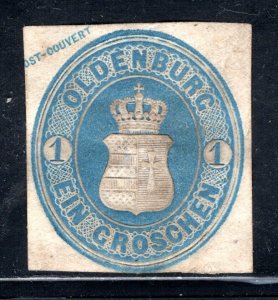 Oldenburg 1g ultra Post-Couvert cut square,  Used VF    ...   4770029