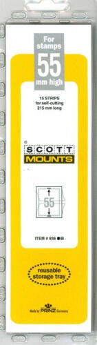 Prinz Scott Stamp Mount 55/215 mm - BLACK (Pack of 15) (55x215  55 mm)  STRIP