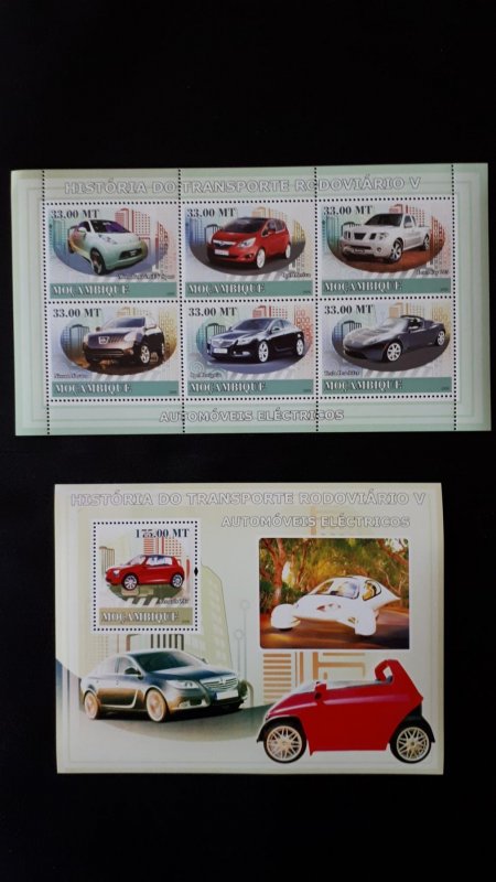 Cars - Electrical - History 5 - Mozambique 2009 - Complete SS + Bl ** MNH