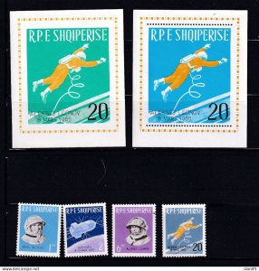 Albania 1965 Space 2 mini sheets +Perf+Imperf_ Perf stamps MNH 15645