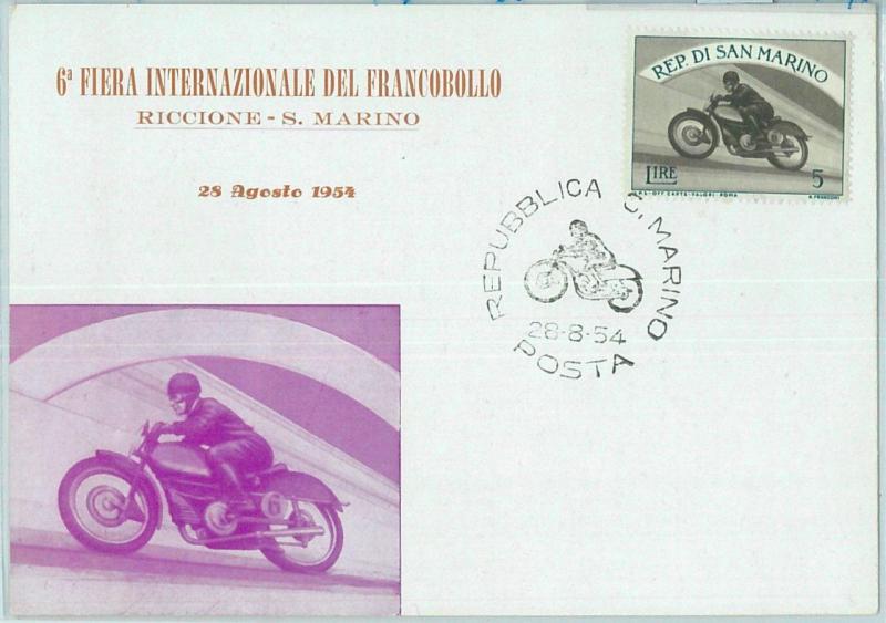 67720 - SAN MARINO - POSTAL HISTORY - FDC MAXIMUM CARD 1954 SPORT: MOTORCYCLING