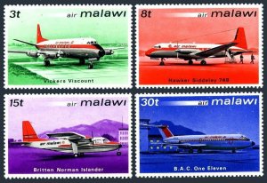 Malawi 182-185,185a sheet,MNH.Michel 178-181,Bl.26. Air Malawi 1972,Airplanes.