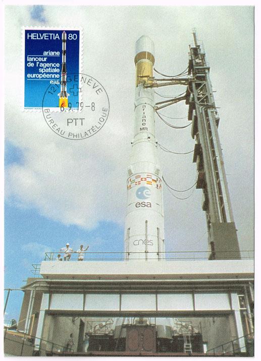 Switzerland #680 Ariane Rocket FDC on Maxi Card