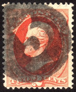 1875, US 2c, Negative Numeral 5 Fancy cancel, Used, Sc 178