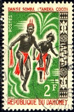 Somba Dance, Regional Dance, Dahomey stamp SC#185 Used