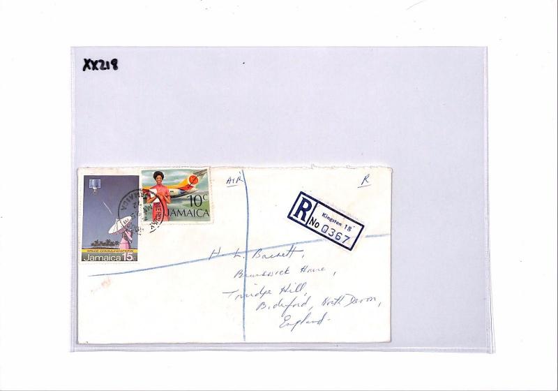 XX218 1972 JAMAICA Kingston Mercury House REGISTERED GB Devon Airmail Cover 