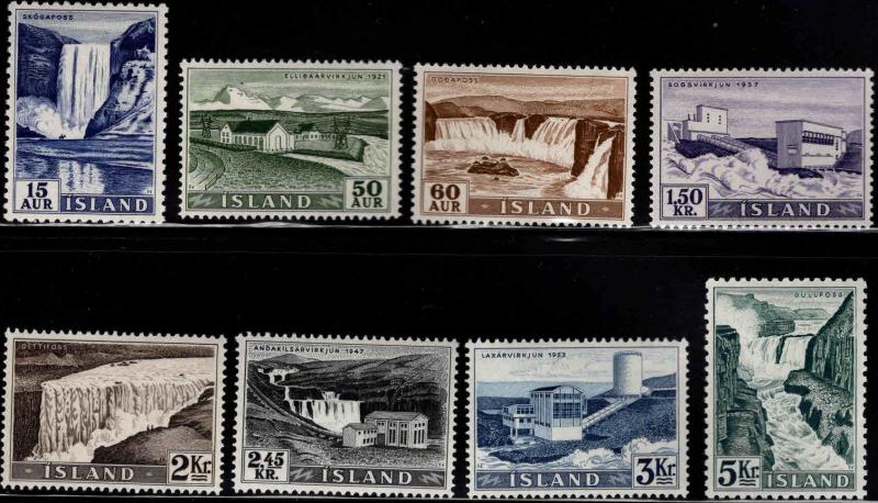 ICELAND Scott 289-296 MH*waterfall set corner crease on 296