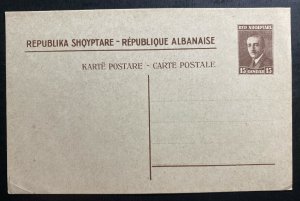 Mint Albania postal stationery Postcard 15 Qindar