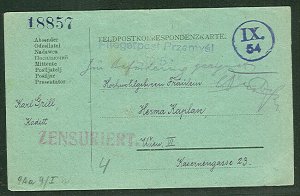 AUSTRIA/HUNGARY, 1915, “Fliegerpost Przemysl”, Flight No. 9, scarcer green card