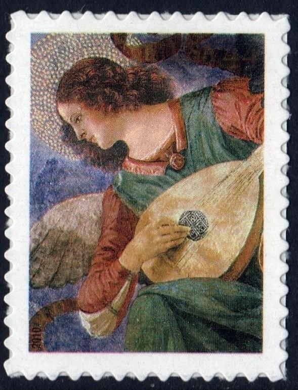 SC#4477 44¢ Christmas: Angel with Lute Single (2010) SA