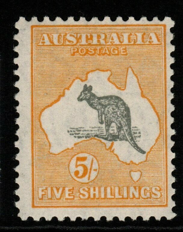 AUSTRALIA SG111 1929 5/= GREY & YELLOW MNH