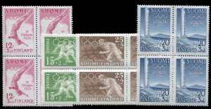 Finland #B110-113 Cat$35.60, 1951-52 Olympics, complete set in blocks of four...