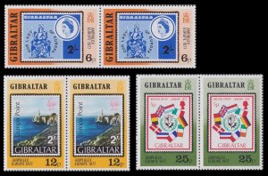 Gibraltar 390-392 Amphilex horz pair set 3x2 MNH 1977