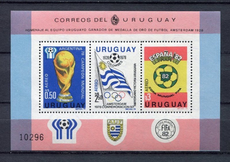 Uruguay 1979 Sc#C438 WORLD CUP SOCCER SPAIN 82-ARGENTINA 78 S/S MNH