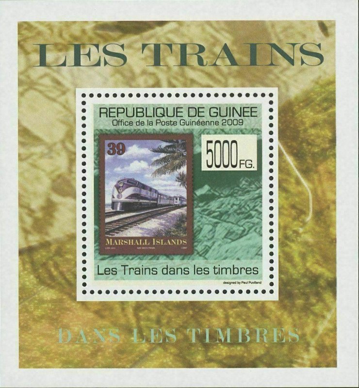 Stamp in a Stamp Trains Marshall Islands Palm Trees Mini Sov. Sheet MNH