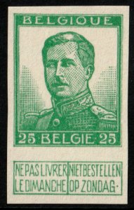 ✔️ BELGIUM 1912 - LEOPOLD IMPERFORATED PROOF GREEN - Sc. 105/A45 MNGAI [1BE03]