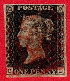 GBR SC #1 U (C,L) P7 1840 Queen Victoria 3+ margins, CV $450.00