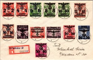 1940 Krakau Poland General Government Germany Registered Mail Cover to Dresden