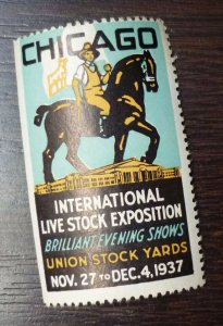 Poster Stamp Vignette Cinderella - USA US Chicago Live Stock Exhibition 1937 M20