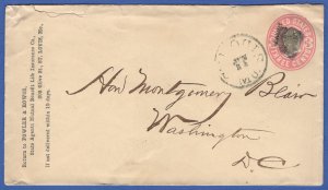 1864 Scott U59 Used 3c postal stationery, St Louis to PMG Montgomery Blair in DC