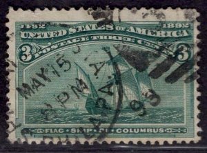 US Stamp #232 3c Columbian USED SCV $15