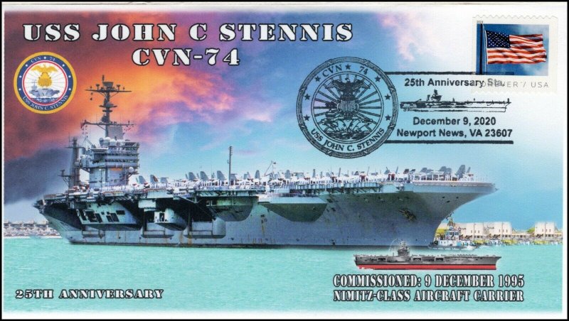 20-307, 2020, USS John C Stennis Event Cover, Pictorial Postmark, CVN-74, 25th