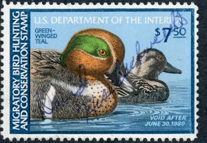 #RW46 – 1979 $7.50 Green-Winged Teal. Used.