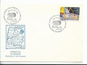 URUGUAY 1994 ARRIVAL OF MAN TO THE MOON SPACE ASTRONAUT FDC COVER NEIL ARMSTRONG