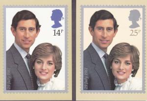 Great Britain 1981 Royal Wedding Princess Diana Mint Maximum Cards (2)