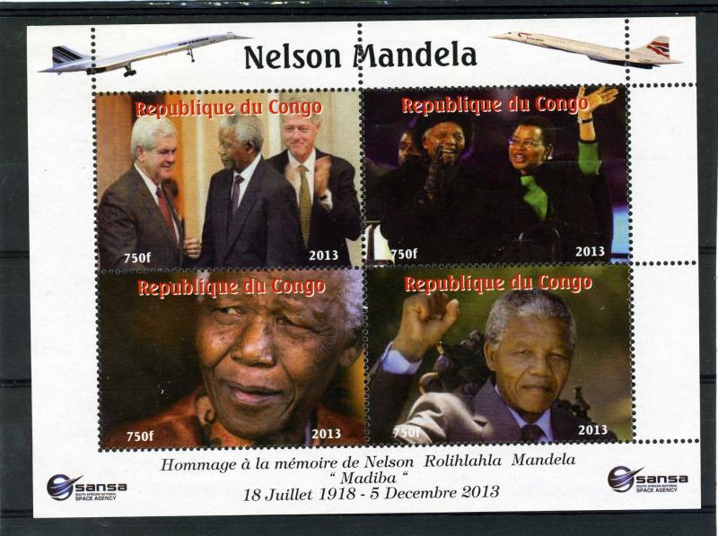 Congo 2013 Mandela-Clinton-Concorde Sheet Perforated mnh.vf