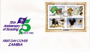 Zambia 1982 Sc 271a souvenir sheet FDC