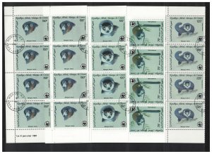 Comoro Is. WWF Mongoose Lemur 4v Blocks of 8 A 1987 CTO SC#C171-C174