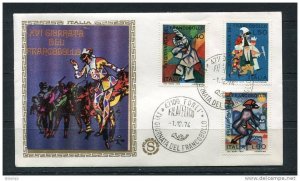 Italy 1974 First Day Special Cancel Cover  Colorano \Silk\ Cachet  Dancers Stamp