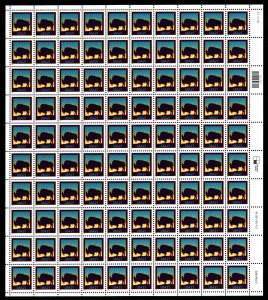 US.#3467 .21¢ DIFINITIVE SHEET OF 100 AMERICAN BISON NH - VF - $175.00 (E#H216)