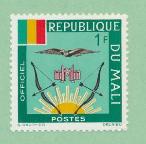   Mali 1964 Scott  o12  MNH - 1fr, Coat of Arms