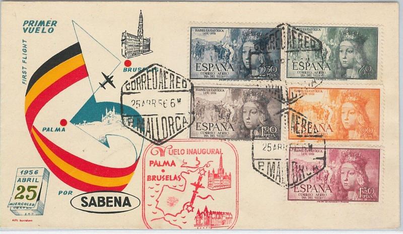 60222 -  SPAIN - POSTAL HISTORY - FIRST FLIGHT COVER not flown! EDIFIL 38 1956