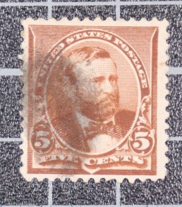 Scott 223 - 5 Cents Grant - Used - Nice Stamp - Target Cancel - SCV - $4.75
