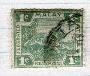 MALAYA STRAITS SETTLEMENTS;  FED STATES 1904 Tiger issue used 1c. value, Shade