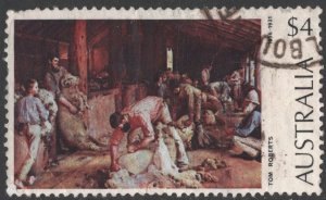 Australia SC#576 $4 Shearing the Rams, Tom Roberts (1974) Used