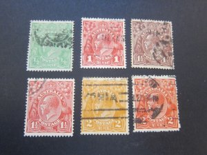 Australia 1914 Sc 19,21,24,26-28 FU 